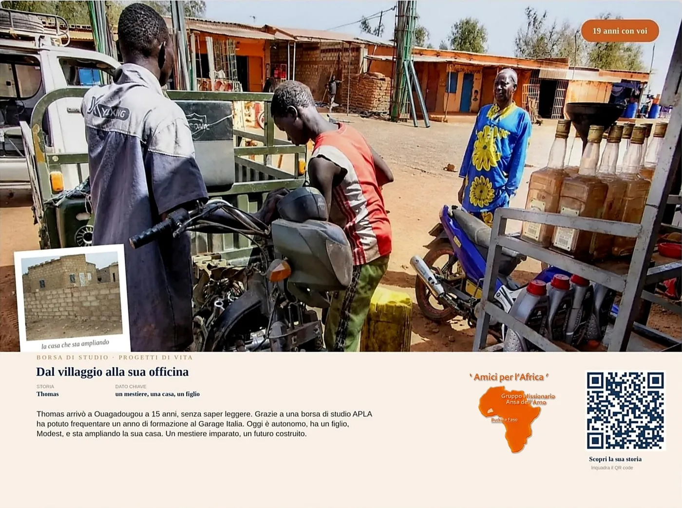 Thomas lavora nella sua officina a Ouagadougou